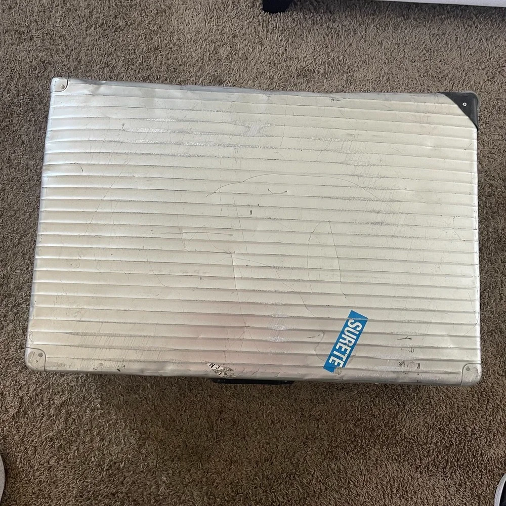 Vintage Rimowa Large Suitcase Two Wheeled Silver Aluminum Trunk Made in‎ Germany
